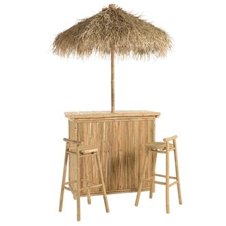 Macabane Conjunto n.&ordm; 6: 1 barra + 1 sombrilla + 2 taburetes con respaldo de ba