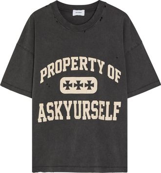 Askyurself Logo-print Distressed Cotton T-shirt - Black - XL