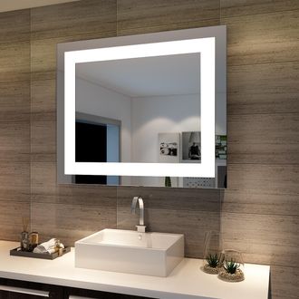 Sonni Espejo De Ba&ntilde;o Led 60x50cm, Espejo Con Iluminaci&oacute;n Blanco Fr&iacute;o, Espejo De Pared De Ahorro De Energ&iacute;a, Interruptor En Pared - Sonni