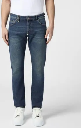 Philipp Plein Super Straight Cut Jeans Basic Cocco Label Men in Texasblue at Nordstrom, Size 34