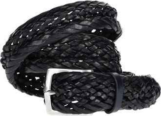 Orciani Cintura in pelle intrecciata tubolare - Heren - Riemen - Blauw - 90 CM - Leer - Accessoires