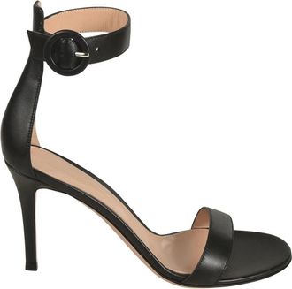 Gianvito Rossi Portofino 85 - Dames - Sandalen met hakken - Zwart - 39 1/2 EU - Leer - Schoenen