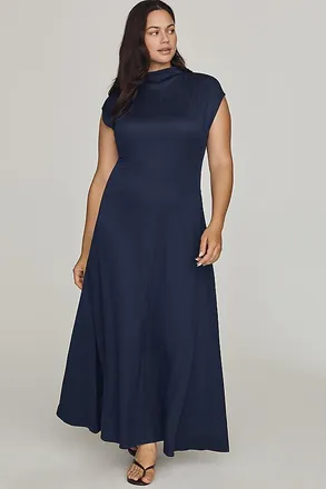 Anthropologie By Anthropologie Mock Neck Slim Midi Dress