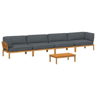 vidaXL Juego De Sof&aacute; 5 Uds. Antracita Madera De Acacia S&oacute;lida Vidaxl