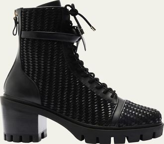 Alexandre Birman Tresse Leather Combat Booties