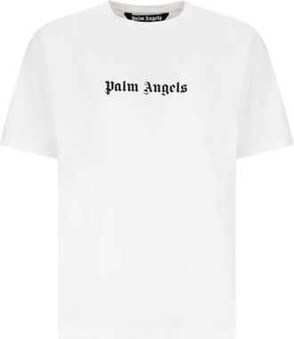Palm Angels Classic Logo Slim T-Shirt - Heren - T-shirts - Wit - M - Katoen - Tops