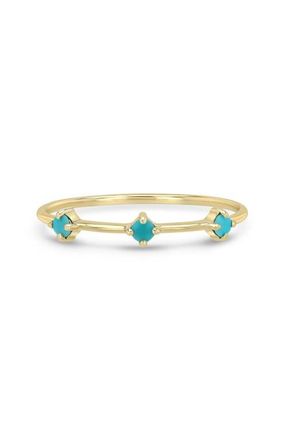 Zo&euml; Chicco Turquoise Dash Ring in 14K Yellow Gold /Turquoise at Nordstrom, Size 7