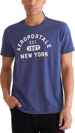 A&eacute;ropostale Mens Arch Logo Short Sleeve Tee, Blue Depths, XL