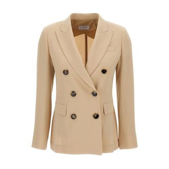 Alberto Biani Blazers, female, Beige, Size: XL Double-breasted Flap Blazer