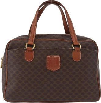 Celine Pre-owned Handbags, female, Brown, Size: ONE SIZE Pre-owned Vintage Monogram Canvas and Leather Satchel Bag