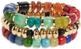 Nordstrom Rack 3-Pack Assorted Beaded Bracelet Set in Rainbow Multi- Gold at Nordstrom Rack