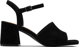 Clarks Sheer65 Block Suede Sandals In Black Standard Fit Size 6