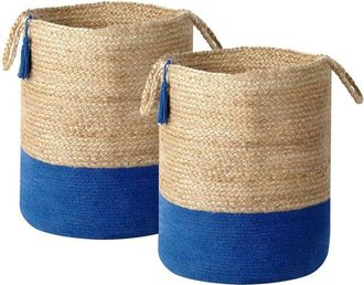 Beliani Set of 2 Baskets GAJAR Jute Navy Blue