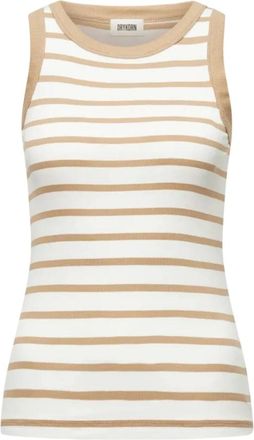 Drykorn Tops, Dames, Beige, XS, Katoen, Geribbelde Sportieve Tanktop