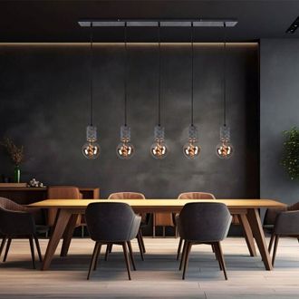 Globo Lighting Lampada da sala da pranzo lampada a sospensione argento antico lampada a sospensione regolabile in altezza 5 lampadine, alluminio metallo, 5x E27