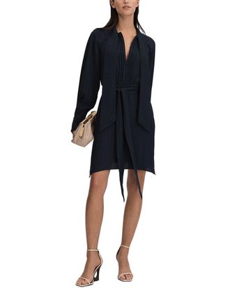 Reiss Ellie Plain Belted Flippy Dress