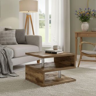 Dmora Mesa De Centro Gianni, Mesita De Sal&oacute;n, Unidad Baja De Almacenamiento, Mesa De Centro, 55x55h41 Cm, Arce - Dmora