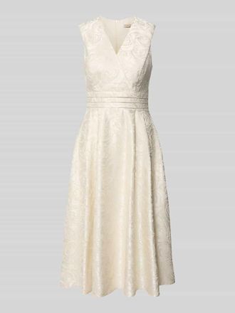 Rinascimento Rinascimento Regular Fit Midikleid mit floralem Allover-Stitching in Weiss, Gr&ouml;&szlig;e XL