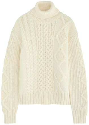 Moncler Dolcevita Cable-knit Wool Jumper - Ivory - S (UK 10 / S)