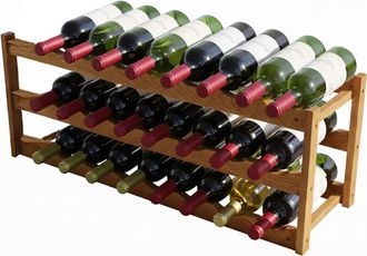 Relaxdays Relaxdays wine rack, 24 bottles, walnut, HWD: 28 x 78 x 21 cm, wine holder for red & white wine, natural
