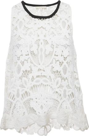 Maje Mouwloze top met kant - Wit