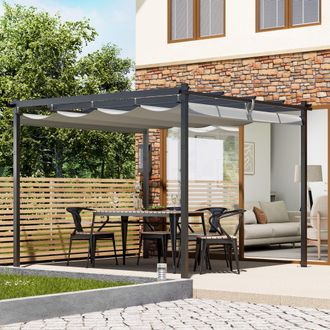 VonHaus Garden Weatherproof Retractable Roof Pergola 3 x 3 x 2.2m in Grey