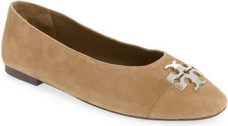 Tory Burch Charlie Cap Toe Ballet Flat in River Rock/silver at Nordstrom, Size 10.5