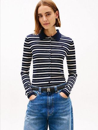 Tommy Hilfiger Polo Collar Slim Cardigan With Silk