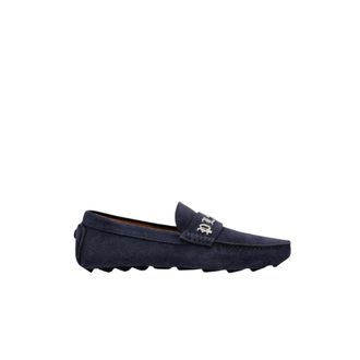 Philipp Plein Loafers, male, Blue, Size: 9 US Gothic Suede Moccasins