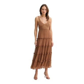 Ermanno Scervino Vestido Midi con Cuerpo de Ganchillo - Dresses - Mujer - Marr&oacute;n - M