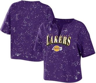 WEAR by Erin Andrews Womens WEAR by Erin Andrews Purple Los Angeles Lakers Bleach Splatter Notch Neck T-Shirt at Nordstrom, Size Small