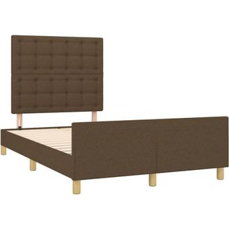 vidaXL Estructura De Cama Sin Colch&oacute;n Tela Marr&oacute;n Oscuro 120x190 Cm Vidaxl