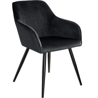 TecTake Silla de comedor aterciopelada 58 x 62 x 82 cm negro