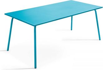 Oviala Mesa de jardín rectangular de metal azul