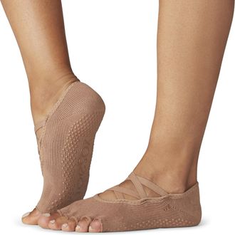 ToeSox HT Elle Yoga Grip Socks, Natural, Medium