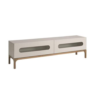 Angel Cerd&aacute; TV Stand - Grey MDF with Walnut Legs & Interior LED