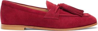 Stuart Weitzman Tassel Loafer met Houten Zool - Dames - Loafers - Rood - 35 1/2 EU - Su&egrave;de - Schoenen