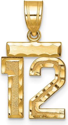 Diamond2Deal 14k Yellow Gold Small Brushed Diamond-cut Number Charm Pendant