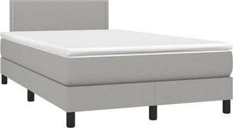 vidaXL Vidaxl - Cama Box Spring Con Colch&oacute;n Y Led Tela Gris Claro 120x190 Cm