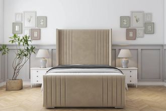 Sloomy Camden Coniston Bed Frame With 50 Upholstered Wingback Headboard in Cream | Size: King