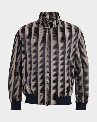 Emporio Armani Men & apos;s Stripe Jagged-Edge Bomber Jacket