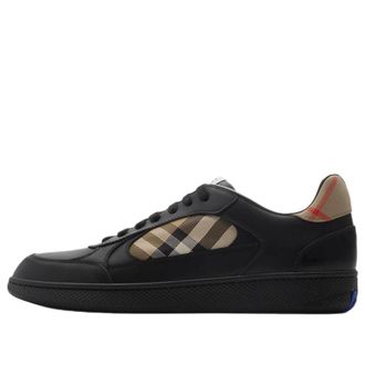 Burberry 26 Leather and Check Terrace Sneakers Black Sand 81086501