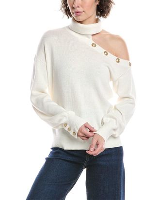 L'agence Lagence Brixie One-Shoulder Turtleneck Wool-Blend Sweater
