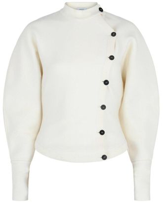 Ferragamo Asymmetrical Buttoned Wool-Blend Cardigan