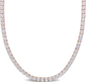Mimi & Max 33 CT TGW Created White Sapphire Tennis Necklace in Rose Plated Sterling Silver