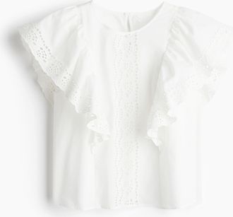 H&M Bluse mit Broderie Anglaise - White