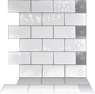 OEM [mai Usato]set Da 10 Pezzi, Adesivi Murali Autoadesivi Effetto Piastrelle, Nastro Adesivo Effetto Mattoni 3d, 30x30 Cm, Bianco