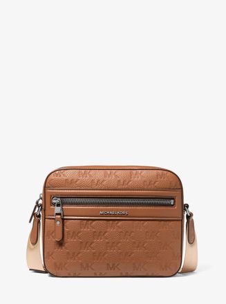 Michael Kors Jet Set Logo Embossed Leather Crossbody Bag