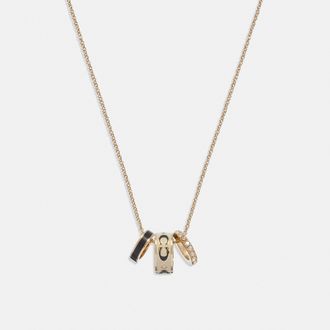 Coach Womens Kissing C Enamel Rondell Necklace - White & Gold - One Size