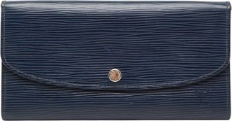 Louis Vuitton Blue Indigo Leather Long Wallet (Bi-Fold) (Pre-Owned)